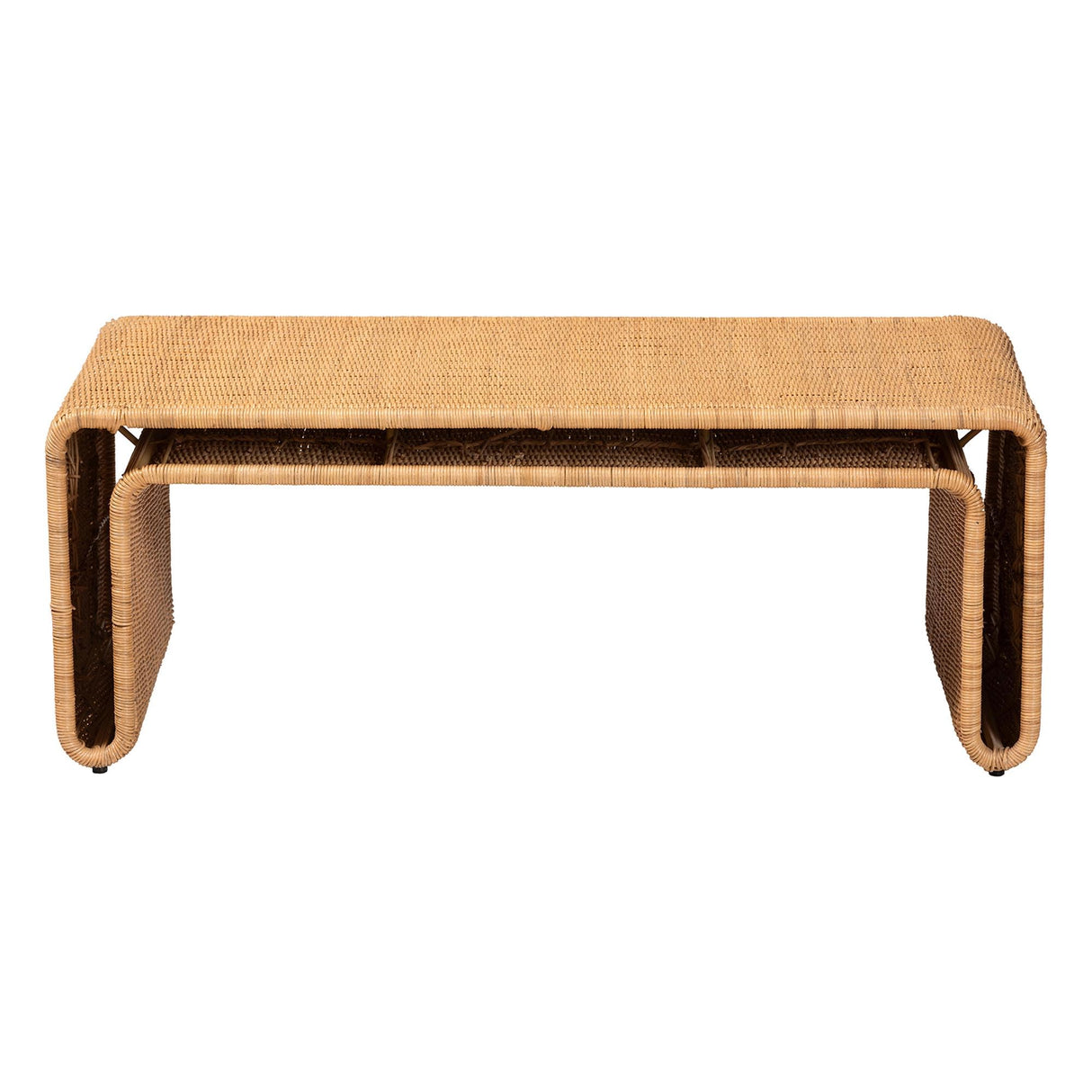 Bali & pari Nevada Rattan Coffee Table – Handwoven Boho Accent Table, Light Honey