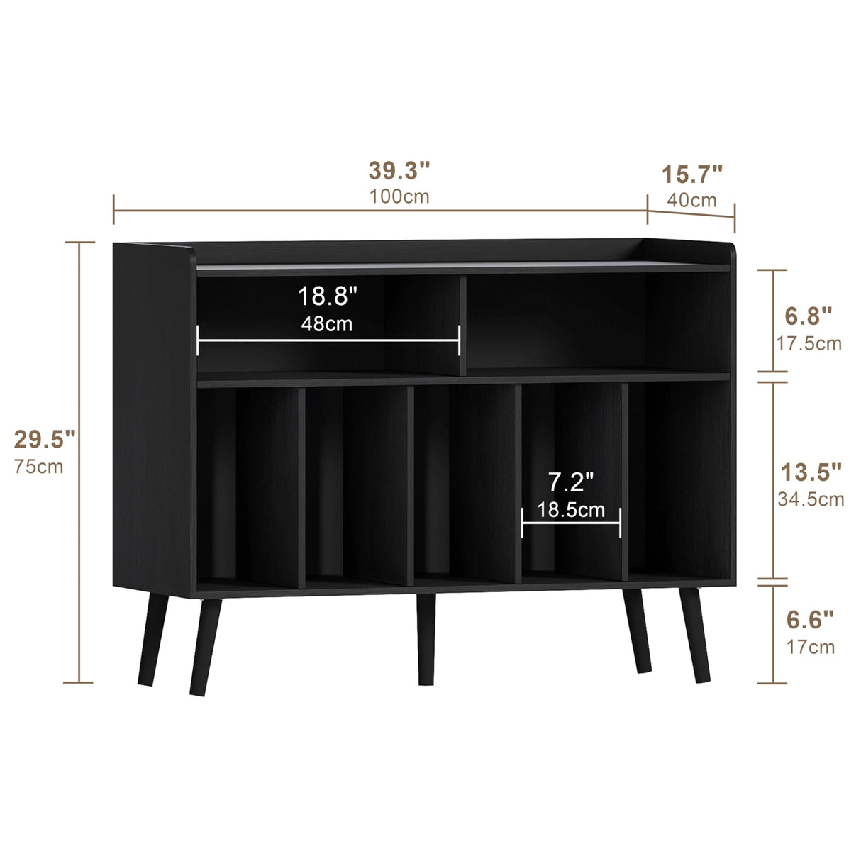 ChooChoo Record Player Stand, Turntable Stand with Vinyl Storage, Record Player Cabinet Up to 350 Albums, Cube Storage Organizer for Living Room, Black ChooChoo