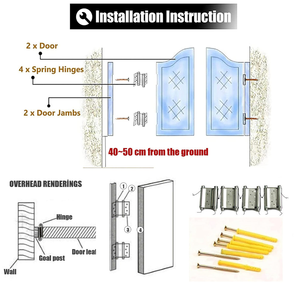 Swinging Door Cafe Door Indoor Solid Wood Saloon Door Saloon Doors Swinging, Solid Wood Swinging Cafe Doors, Saloon Style Bar Door with Hinges, Counter Entrance Pub Café Swing Door Gate, Customizable ENWINDXS