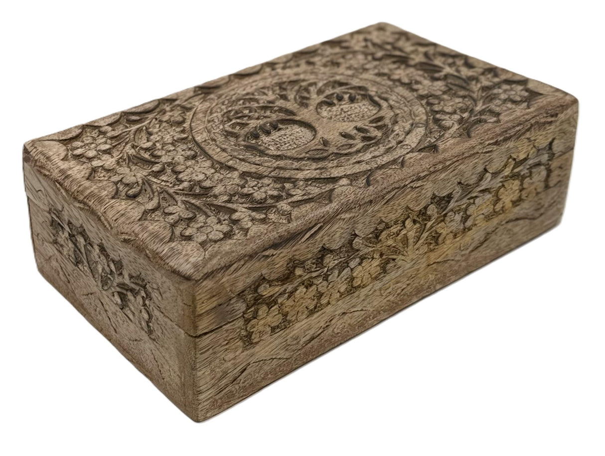 DharmaObjects Hand Carved Tree of Life Wooden Box Keepsake Storage Multi Utility DharmaObjects