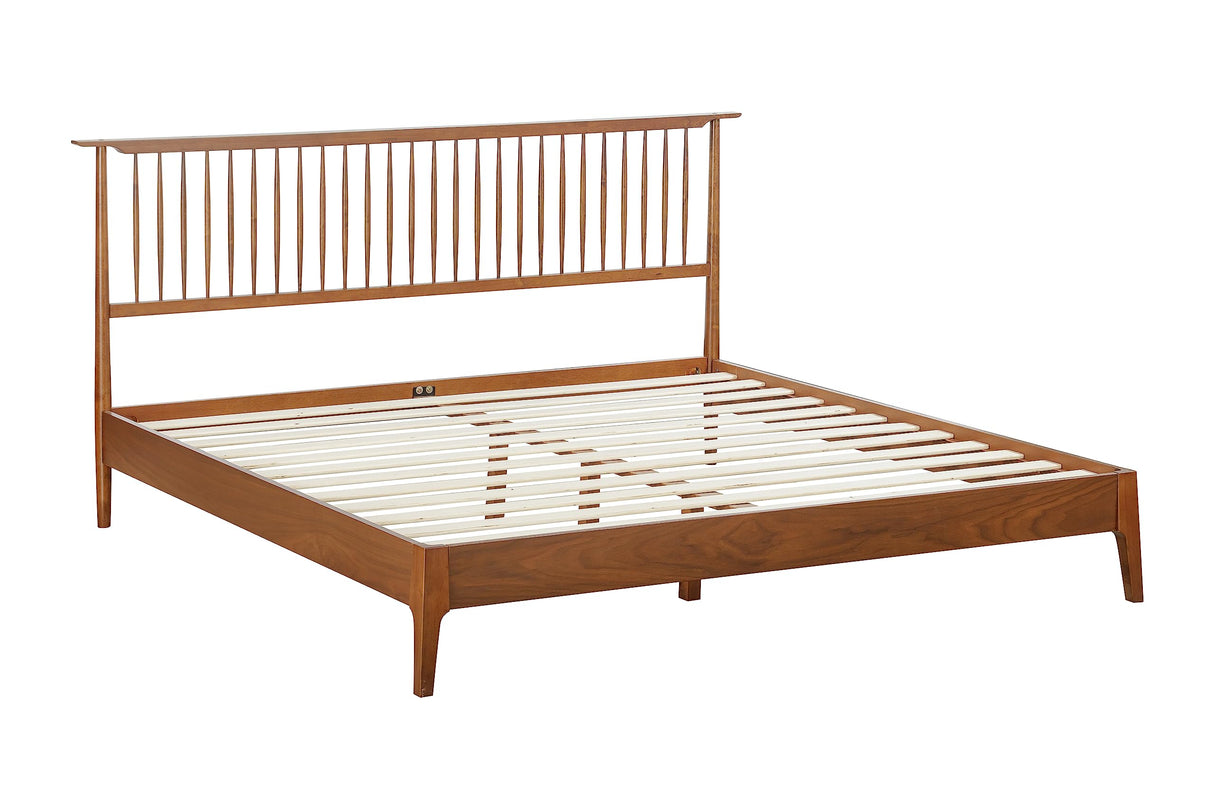 NTC Ruby Wooden Bed Frame with Headboard, Crafted from Walnut, Rubber Wood with Silent Slats and Wood Central Supports, 1000 Lb Capacity, Effortless Assembly, King - Dark Walnut NTC
