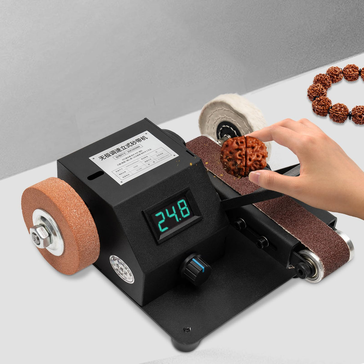 YIYIBYUS Mini Electric Belt Sander Polishing Grinding Knife DIY Sharpener Machine Sharpener w/Belts Adjustable Speed Table Top Grinder Polisher for DIY Wood Sanding Tool Metal Knife Leather YIYIBYUS