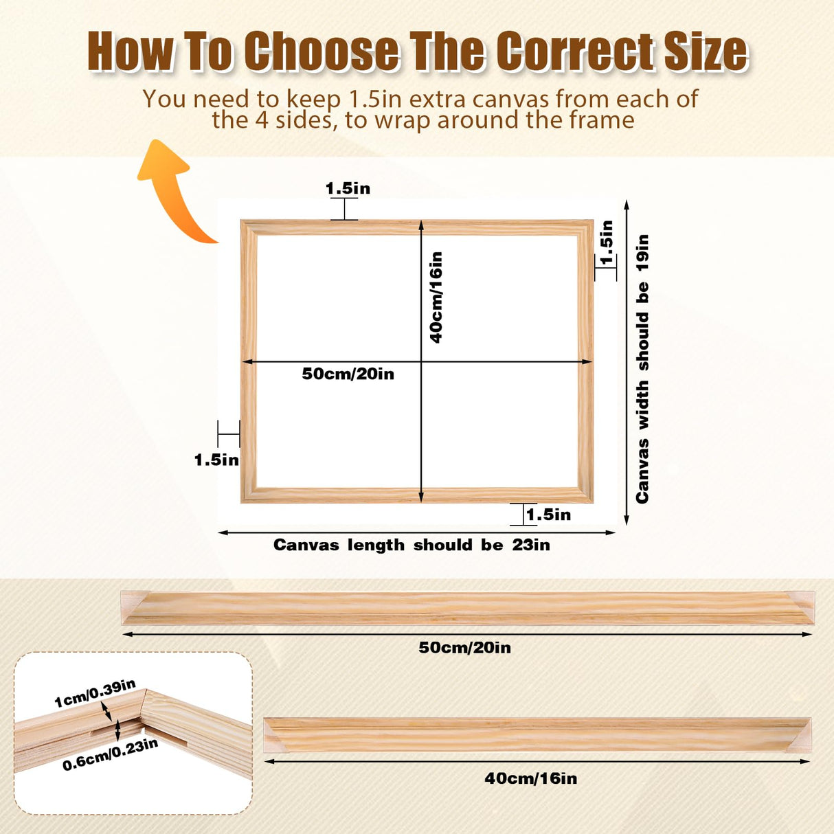 16"X20" Canvas Frame, 2 Set Removable Wood Canvas Stretcher Bars Wooden Frames Kit for Oil Painting, Diamond Art, Paint by Numbers, Posters, DIY Arts Supplies for Artist Zyghjort