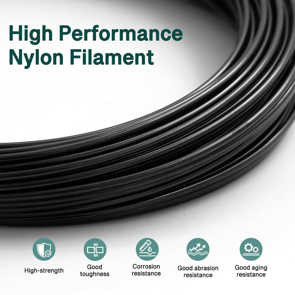 Nylon Filament 50g Black 1.75mm for 3D Printing Fit Most 3D Printer PA6 Filament yxpolyer