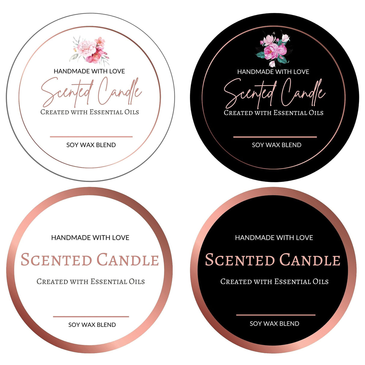 Mobiusea Creation Candle Label Roll | 300pcs Rose Gold Labels for Candle Making Supplies, Tins, Containers, Jars with Lids, Boxes Packaging Mobiusea Creation