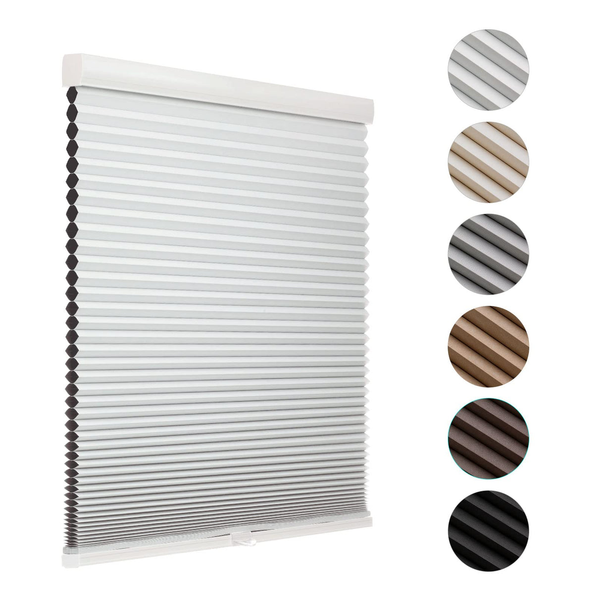 MYshade Blackout Cordless Cellular Shades Honeycomb Shade for Indoor Windows Room Darkening Blinds for Home Office Pull Down Window Shades Easy to Install 35 inch Wide, H72 White Pleated Shade MYshade