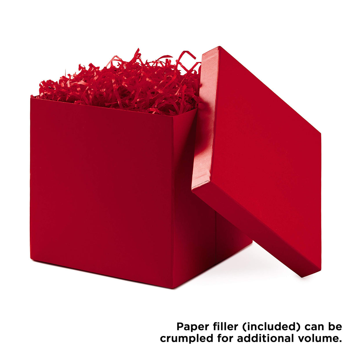 Hallmark Medium Gift Box with Lid and Shredded Paper Fill (Red 7 inch Box) for Birthdays, Graduations, Anniversaries, Christmas, Valentine's Day, All Occasion Hallmark