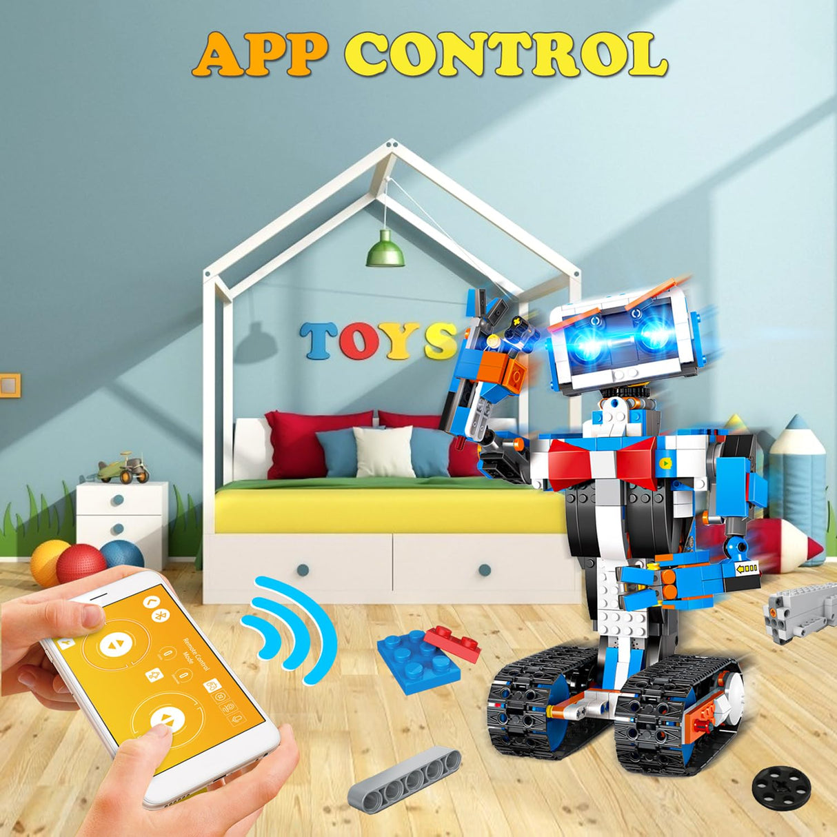 okk Robot Building Toys for Boys, STEM Projects for Kids Ages 8-12, Remote & APP Controlled Engineering Learning Educational Coding DIY Building Kit Rechargeable Robot Toy Gifts for Girls okk