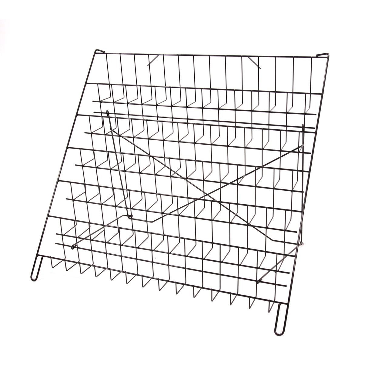 SSWBasics 6-Tier Black Wire Countertop Rack - 22"H x 29½”W x 18"D - Magazine Display Stand - Tabletop Book Display for Comics, Brochures, Cards, and Literature - Sleek, Sturdy, Collapsible Countertop SSWBasics