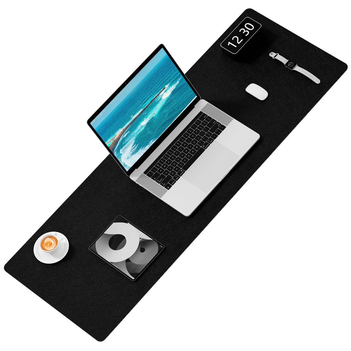 Hsurbtra Desk Pad, 48" x 17" PU Leather Desk Mat, XXXL Extended Mouse Pad, Waterproof Desktop Blotter Protector, Non-Slip Ultra Thin Large Laptop Keyboard Writing Mat for Office Home, Black Hsurbtra