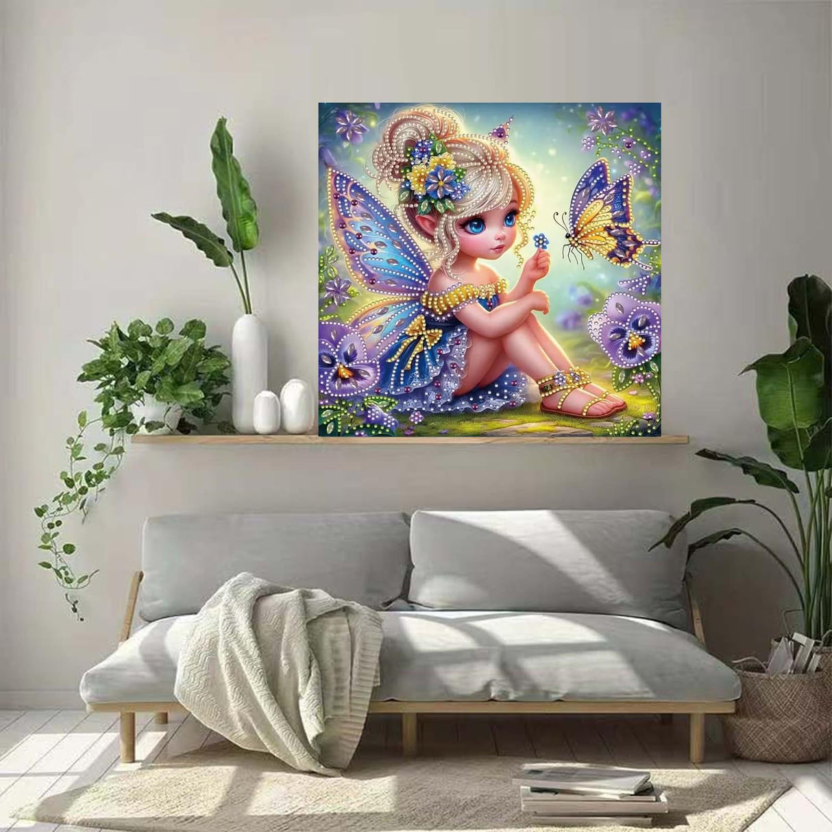 Fairy Special Shape Diamond Art Kits for Beginners, Butterfly Animali 5D Diamond Painting Kits for Adults,DIY Crystal Rhinestones Diamond Painting for Home Wall Decor 12×12Inch Butterfly fairy ZHUDENGXJL