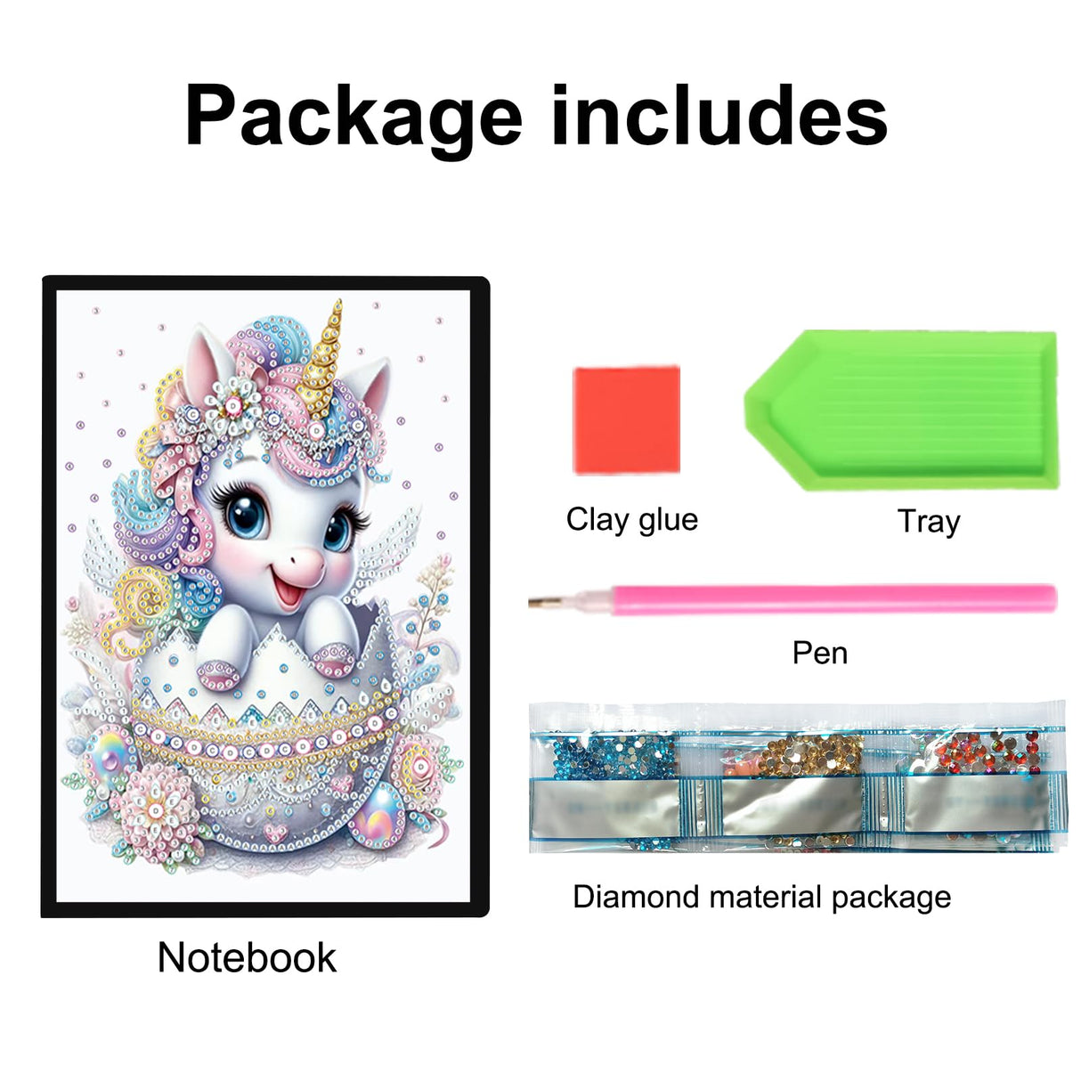 JISHSHAY Diamond Art Notebook Journal Diamond Painting Note Book Gem Art Sketchbook Gem Painting Diary Mosaic Kits for Adults Blank Notebook with Special Shaped 14.5×21cm/5.7×8.26in Unicorn JISHSHAY