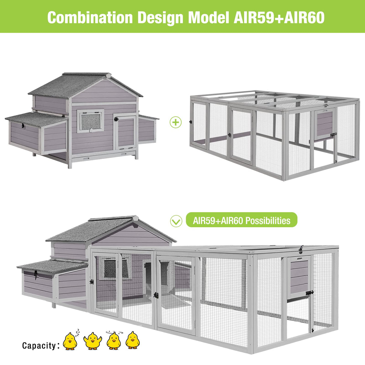 GUTINNEEN Chicken Coop Outdoor Poultry Cage Wooden Hen House with Large Nesting Box, Backyard and Farm GUTINNEEN