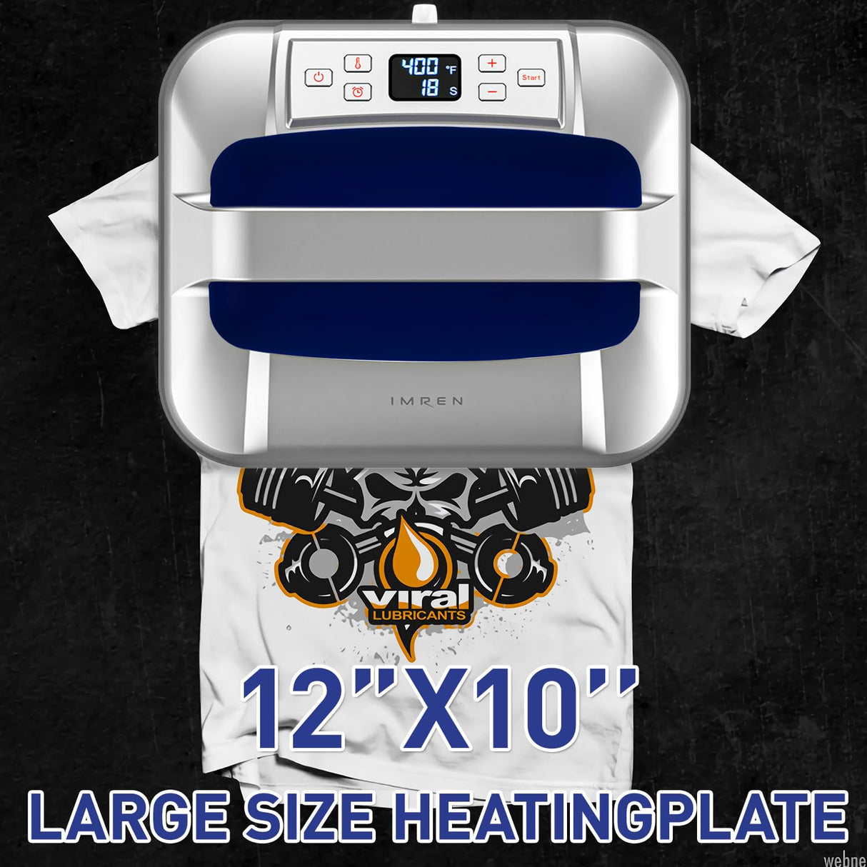 IMREN Heat Press Machine, 12" x 10" Portable Heat Press for T Shirts and Hoodies,Heat Press for Sublimation,Vinyl,Heat Transfer Project, Heat Press Machine with Heat Press Pad - Blue Imren