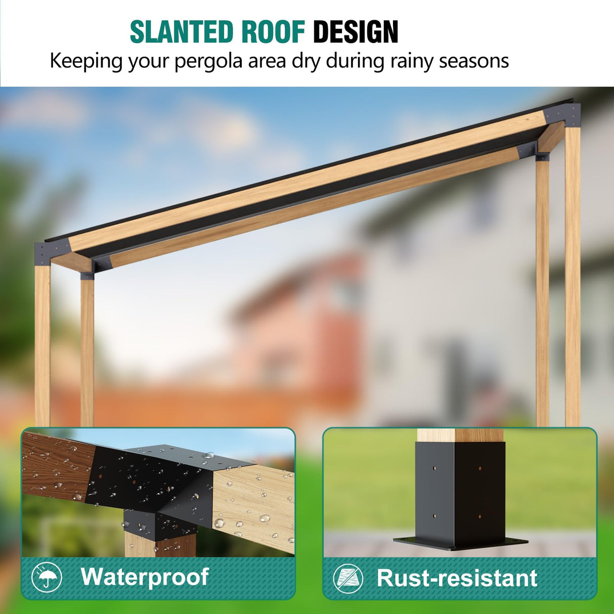 HAYOHRT 15° Pergola Brackets 75° Pergola Brackets Corner Bracket with Post Base Gazebo Kit for 4x4'' (Actual 3.5x3.5 in) Wooden Beams Lumber Gazebos Patio Pergola Sheds HAYOHRT