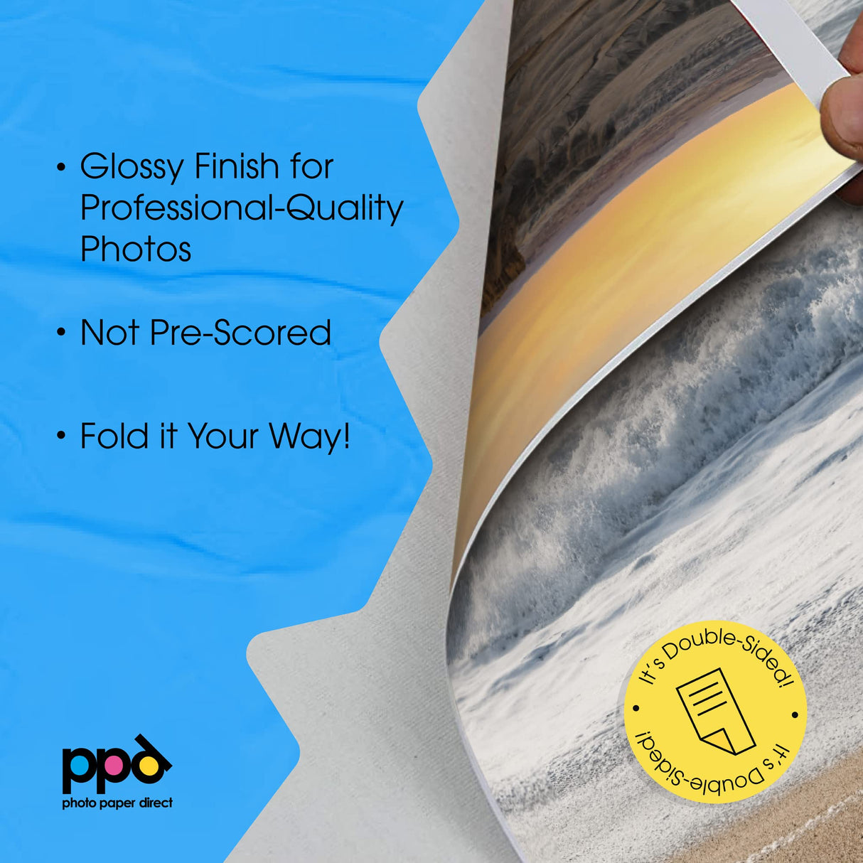 PPD Double Sided Photo Paper, Glossy Brochure Paper 8.5 x 11 for Inkjet Printer, 140 gsm, 6.3 mil Thick for Magazine, Flyer, Presentation, Program, Instant Dry & Water Resistant (100 Sheets) PPD