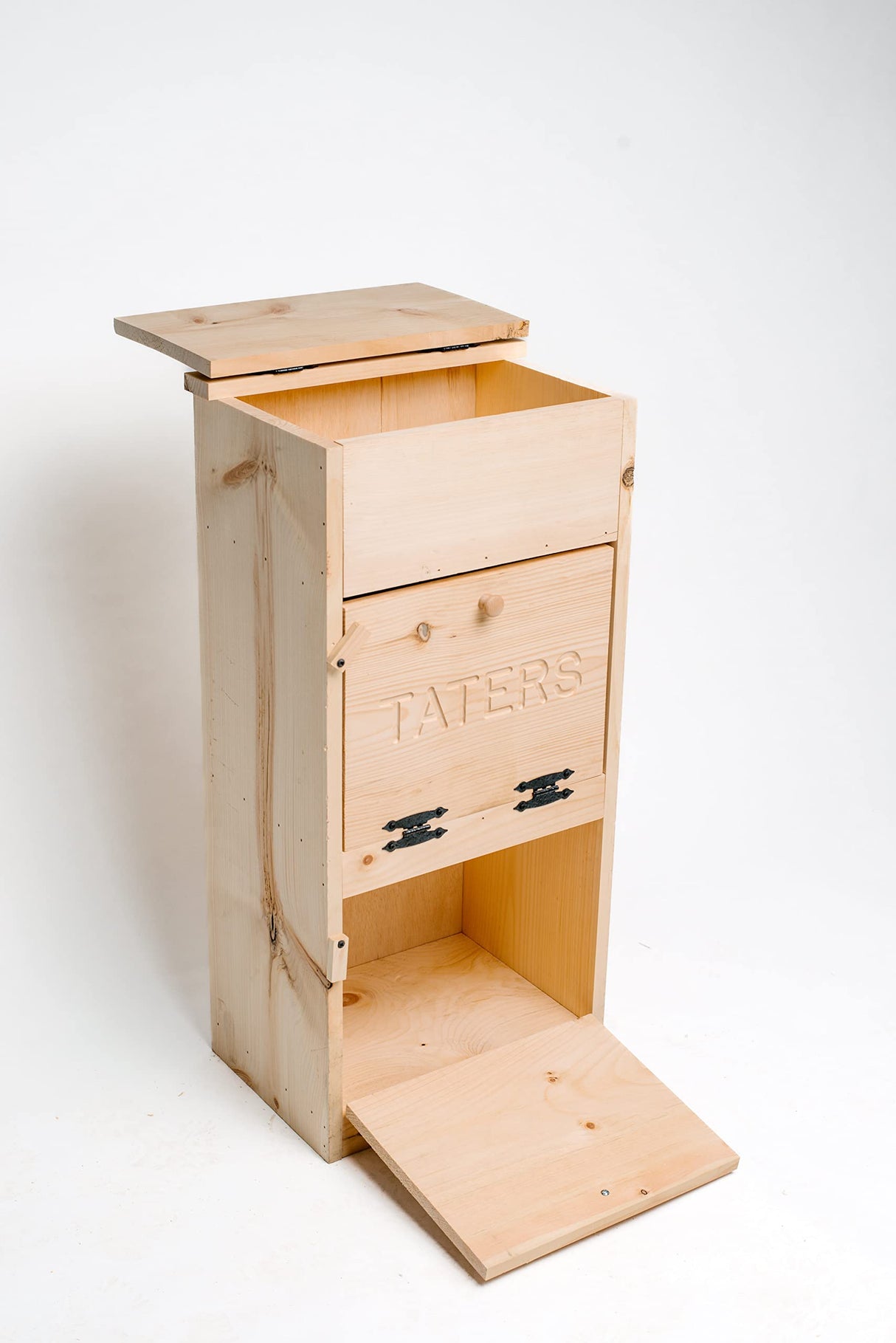 Country Barn Gifts Amish Made Unfinished Pine 2 Door Potato and Onion with Bread Compartment for Kitchen Storage Countrybarngifts