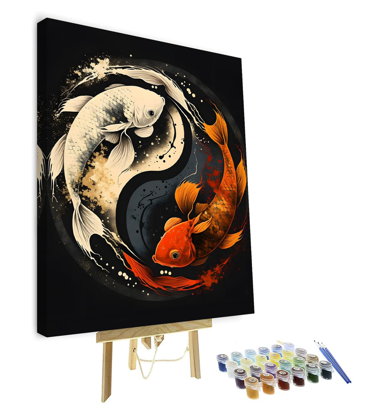 TUMOVO Paint by Numbers for Adults Beginner, Yin Yang Symbol with Koi Fish Paint by Numbers Paint by Number Kits DIY Painting Kits Paint by Numbers Framed, 16 x20 Inch, ZY03-PBN TUMOVO