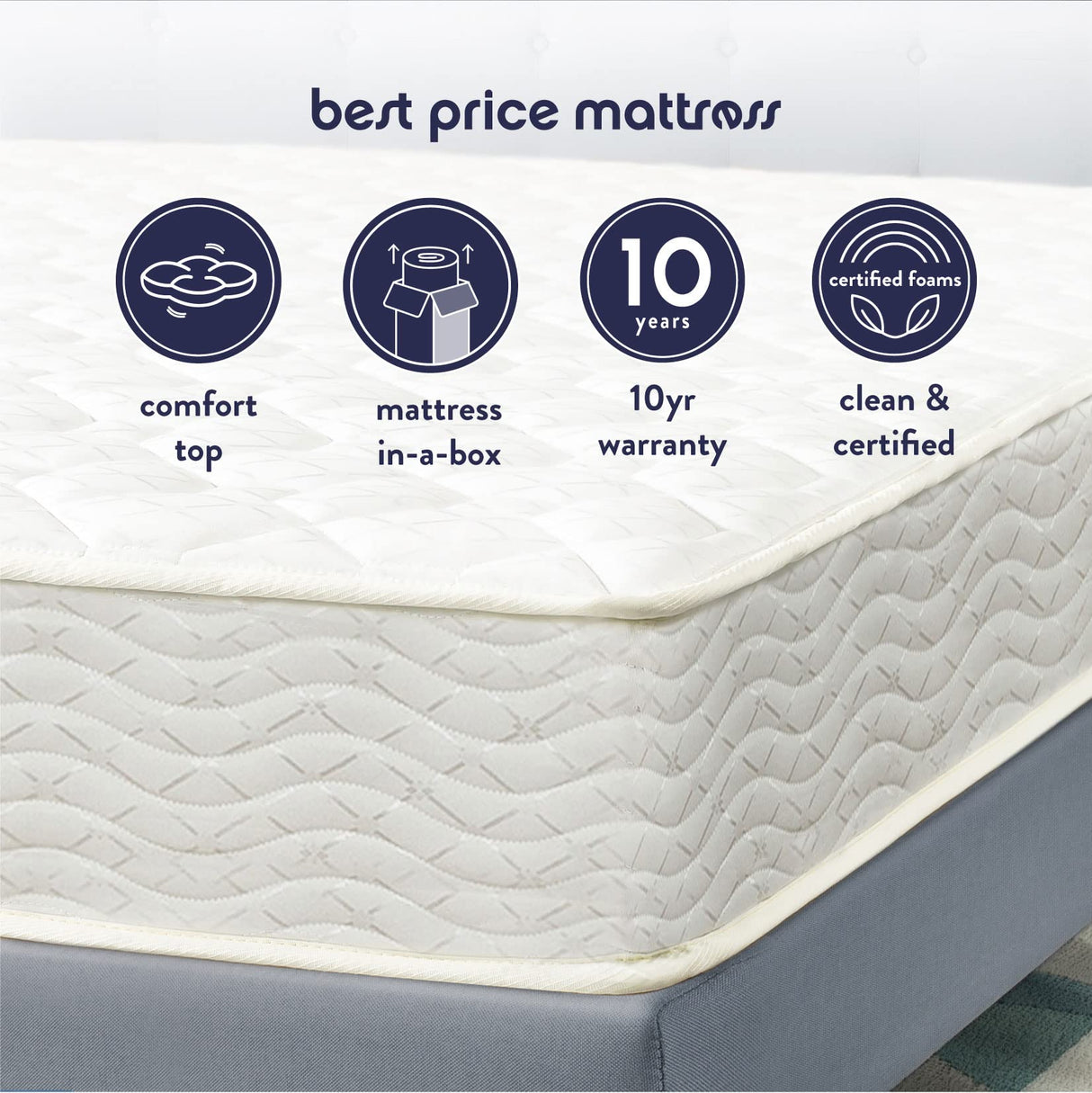 Best Price Mattress 8 Inch Tight Top Innerspring Hybrid Mattress - Comfort Foam Top with Bonnell Spring Base, Full White Best Price Mattress