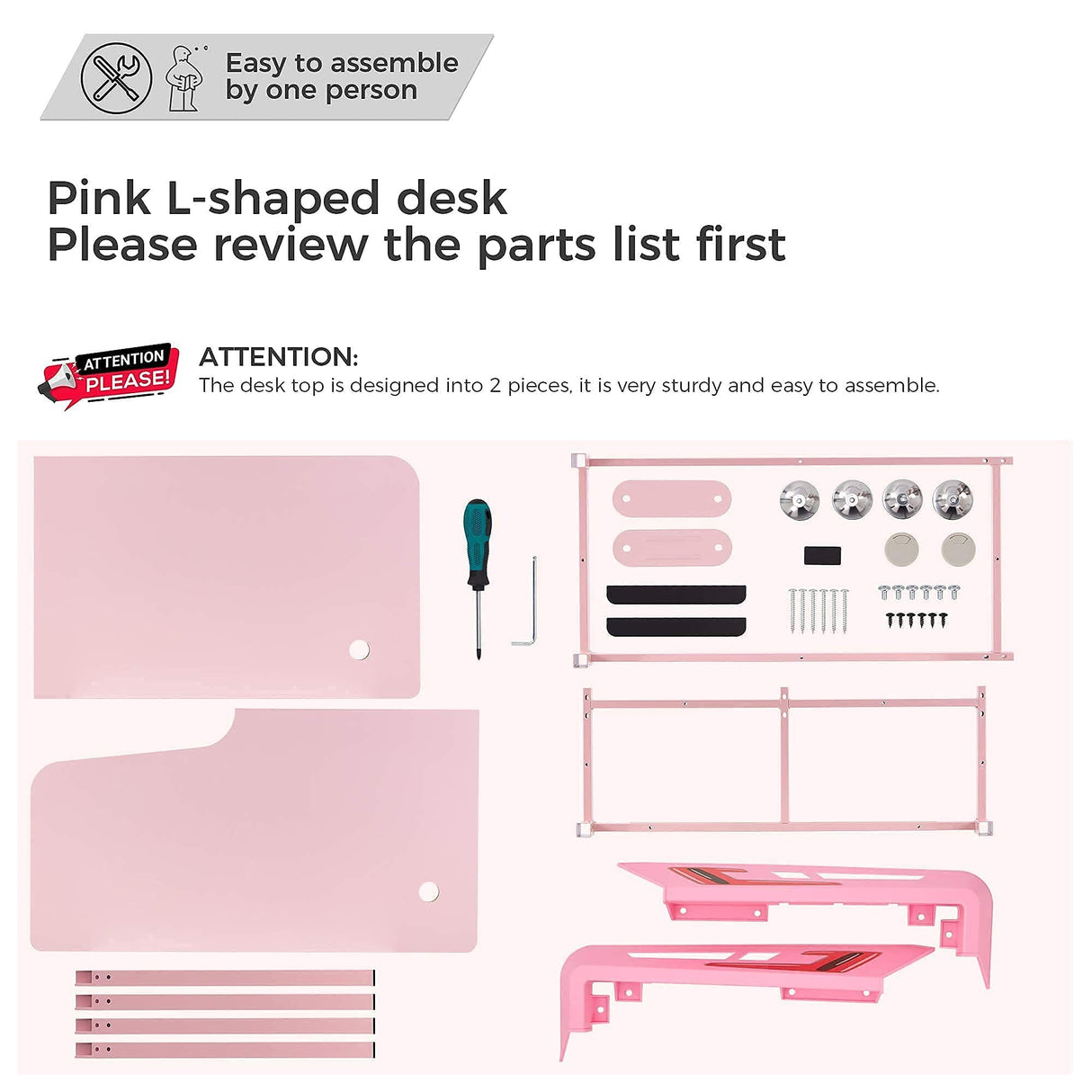 EUREKA ERGONOMIC Gaming Desk,60 Inch Pink L-Shaped Computer Desk, Corner Desk Gamer Desk Game Table with Free Mouse Pad for Girls Home Office Wood & Metal Space-Saving,Easy to Assemble,Pink EUREKA ERGONOMIC