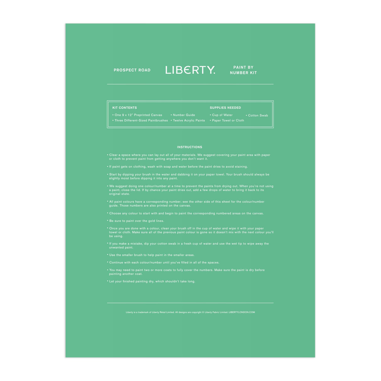 Galison Liberty Prospect Road – DIY 9 x 12 Paint by Number Kit with Iconic Liberty Print Art for Beginners and Experts Includes Paint and Brushes Galison