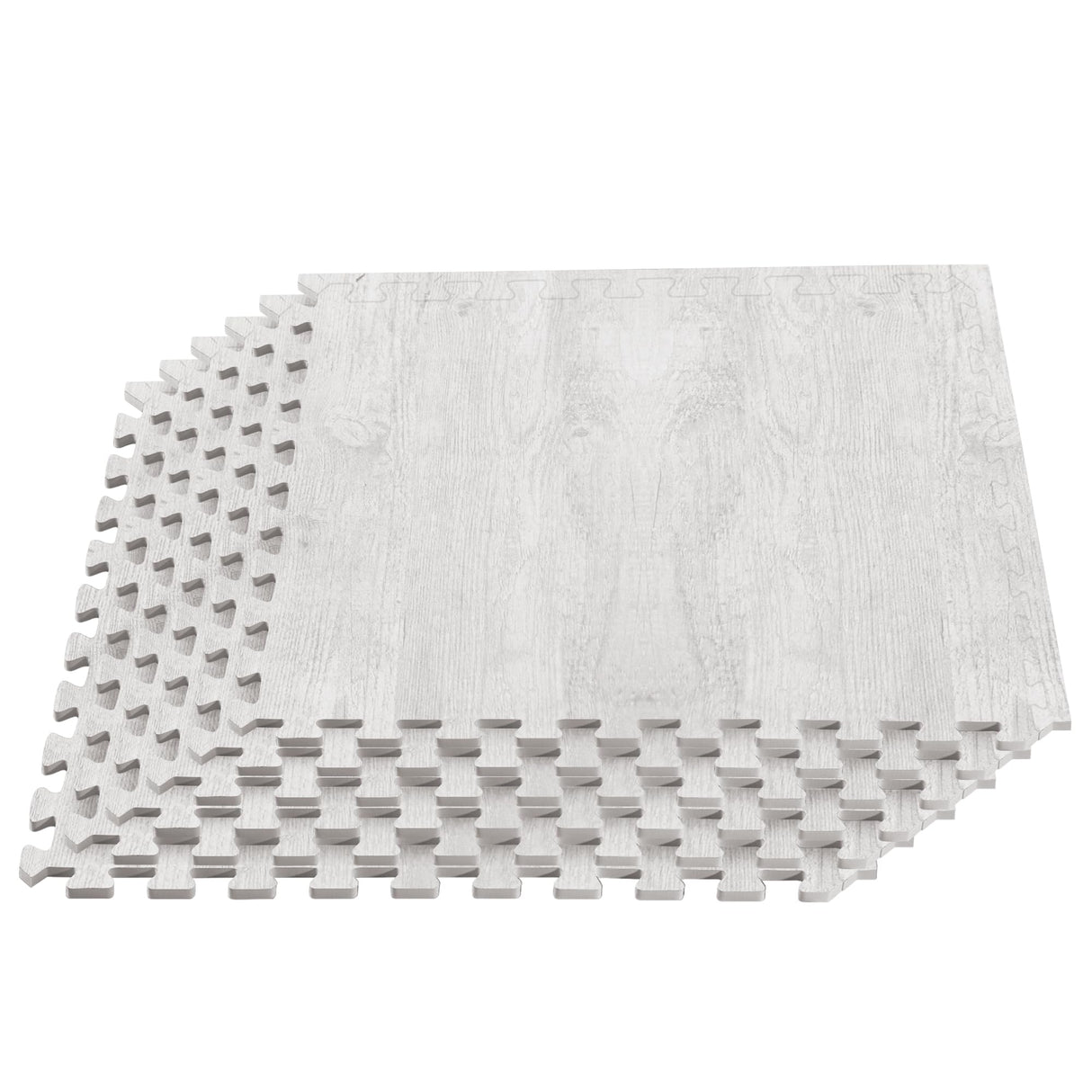 Forest Floor Farmhouse 3/8 Inch Thick Printed Foam Tiles, Premium Wood Grain Interlocking Foam Floor Mats, Anti-Fatigue Flooring – Stylish Flooring Solution, Porch Post White, 100 Sq Ft We Sell Mats