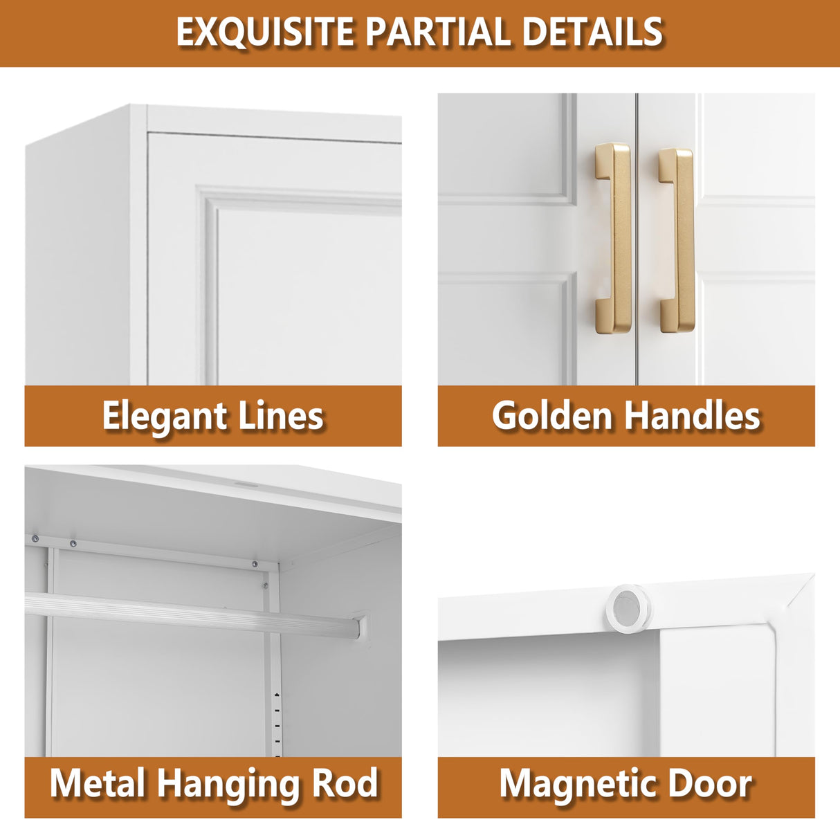 Polup Metal Armoire Wardrobe Closet with Doors and Shelves, 71" Tall Freestanding Wardrobe Cabinet for Hanging Clothes, Large Closet with Hanging Rod for Bedroom, White, Assemble Required Polup