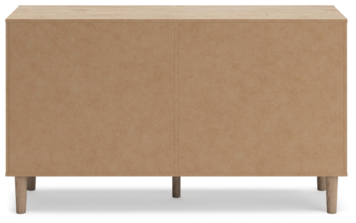 Signature Design by Ashley Cielden Coastal 6-Drawer Dresser, Bronze-Tone Knobs, Safety Stop, Textured Cane Details, 62.01" W x 19.65" D x 35.67" H, Light Brown Signature Design by Ashley