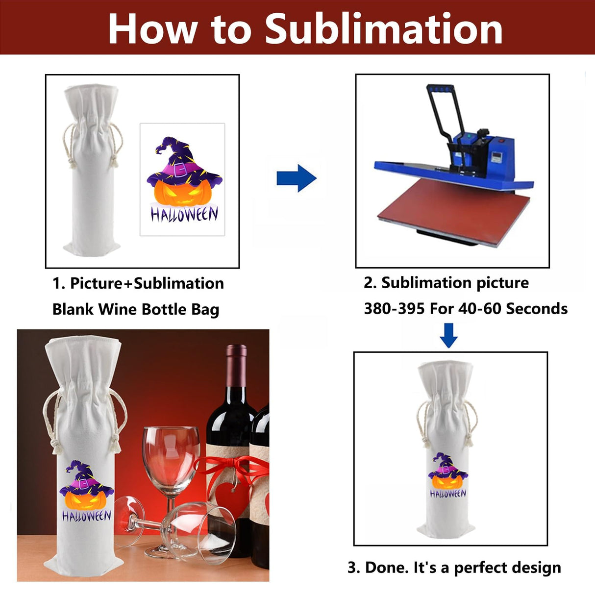 OKBA 10 PCS Sublimation wine gift bag blank, Canvas wine bottle bag with drawstring, Suitable for sublimation, screen printing, DIY graffiti Wedding Birthday Party Gift Bag OKBA