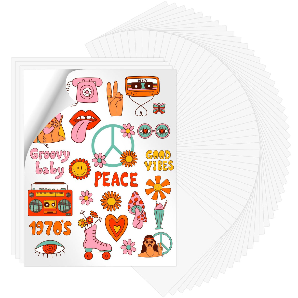 HTVRONT Sublimation Sticker Paper - 50 Pcs Glossy White Waterproof Sublimation Stickers 8.5 * 11in for Decoration HTVRONT