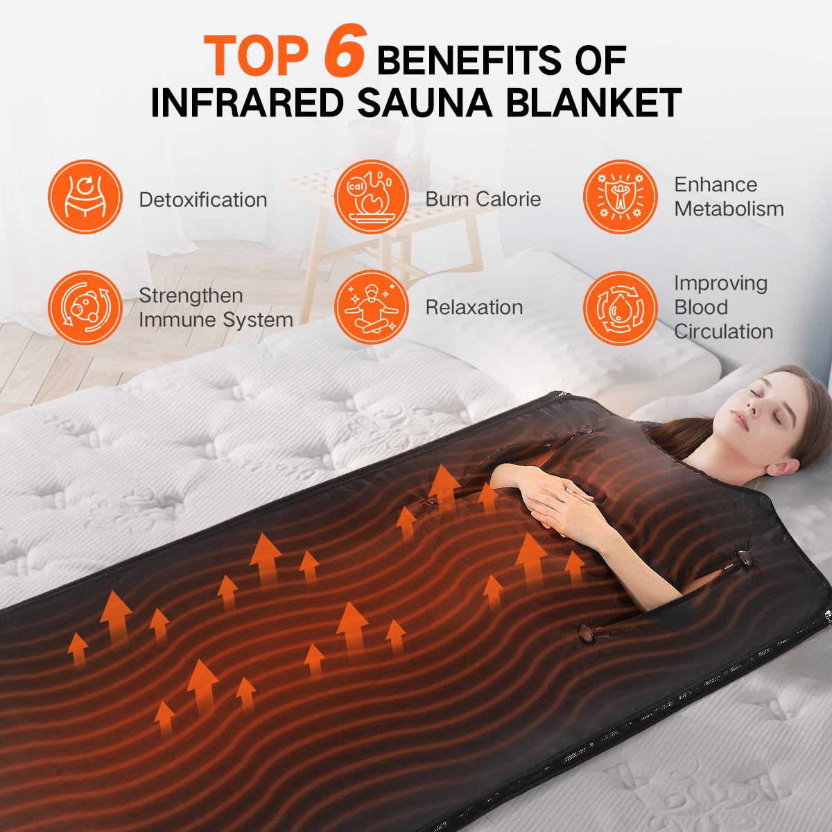 RRGFB Infrared Sauna Blanket, Portable Sauna Blanket for Detoxification, Crystal Therapy Personal Sauna for Home Relaxation, 1-60 Mins Timer, 95-167℉ Temp Range, 5.74 ft x 2.53ft RRGFB