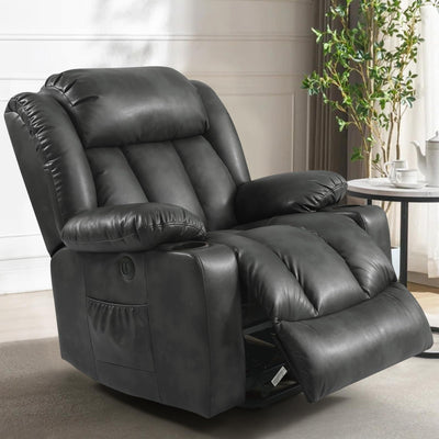 PARKOL Power Lift Recliner Chair for Elderly Breathable Leather Recliner Chair with Massage and Heat,2 Cup Holders,Electric Stand Assist,USB Ports,Gifts for Family (Grey)