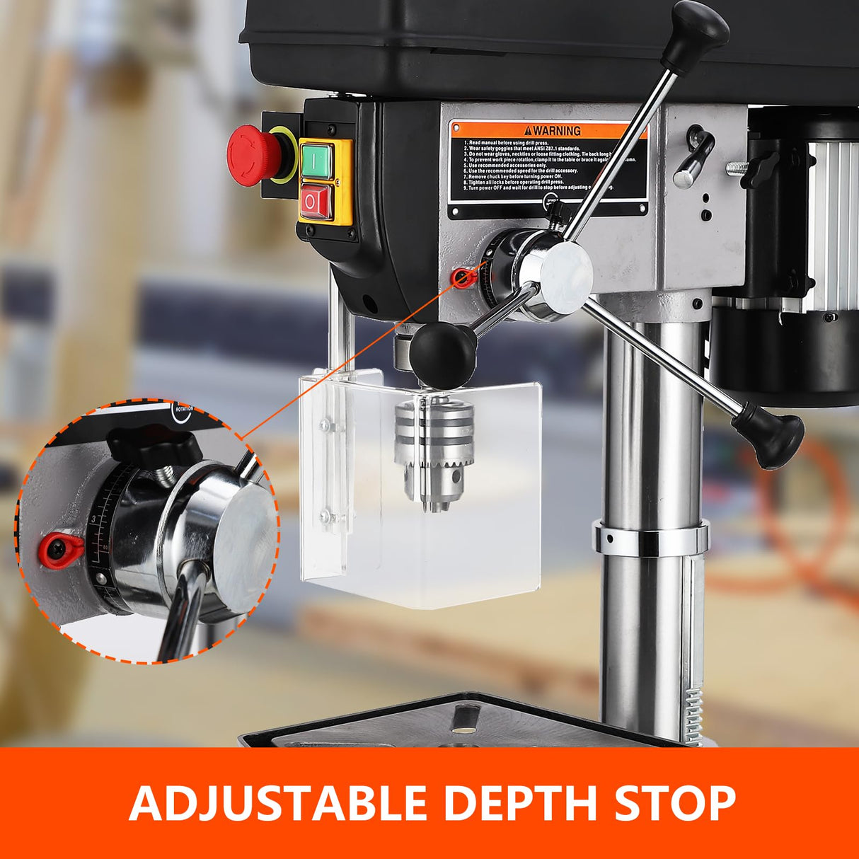 GarveeTech 13 in Benchtop Drill Press, 7.5 Amp 120V Pure Copper Motor with Swing-away Safety Guard, 288-3084 RPM Variable Speed, 0-45°Tilting Worktable, Tabletop Drilling Machine for Wood Metal GarveeTech