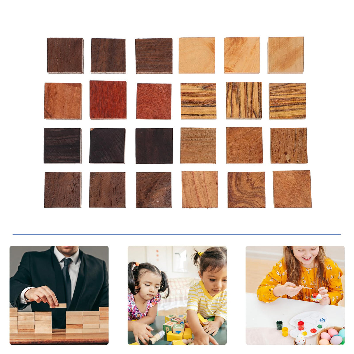 EXCEART Unfinished Wooden Block 24Pcs Wood Finger Ring Blanks Jewelry Making Wood Turning Craft Ornaments EXCEART