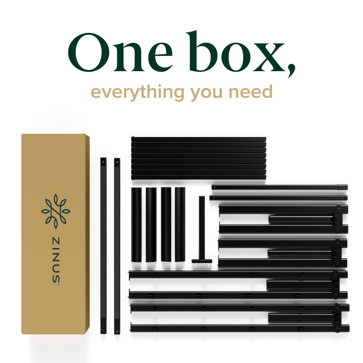 ZINUS Van 16 Inch Metal Platform Bed, Steel Slat Support, No Box Spring Needed, Eco Friendly WonderBox Packaging, Easy Assembly, Black, Queen ZINUS