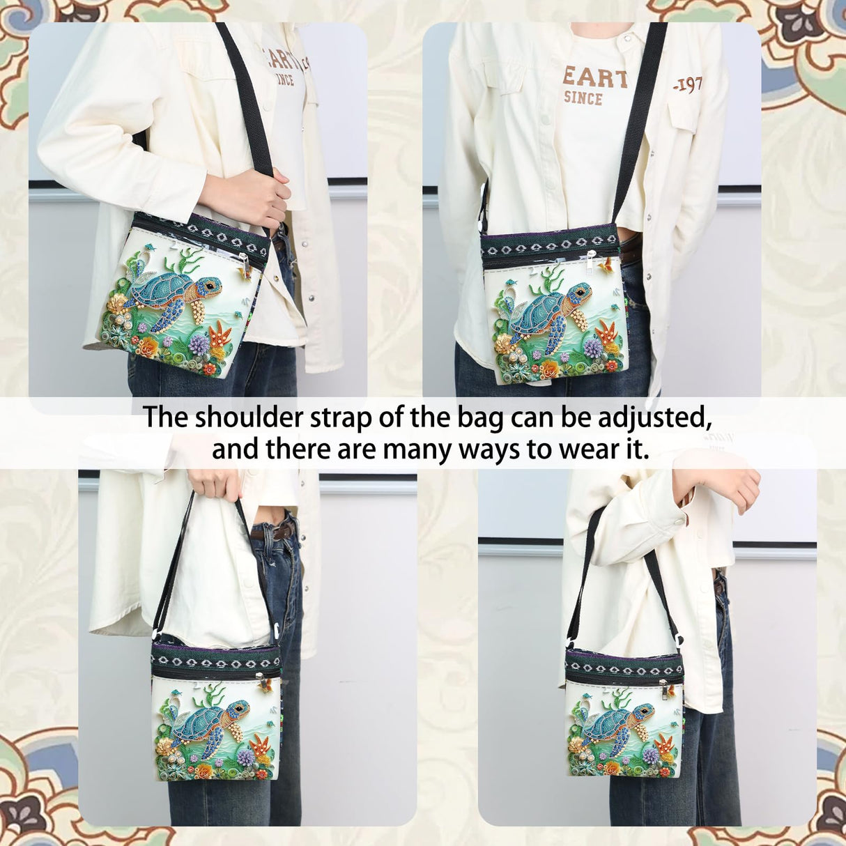 5D Diamond Painting Shoulder Bag – DIY Sea Turtle Design with Special Shaped Crystals, Partial Drill Diamond Art Bag Craft Kit for Adults, Stylish Handmade Crossbody Tote for Everyday Use & Gifts antor