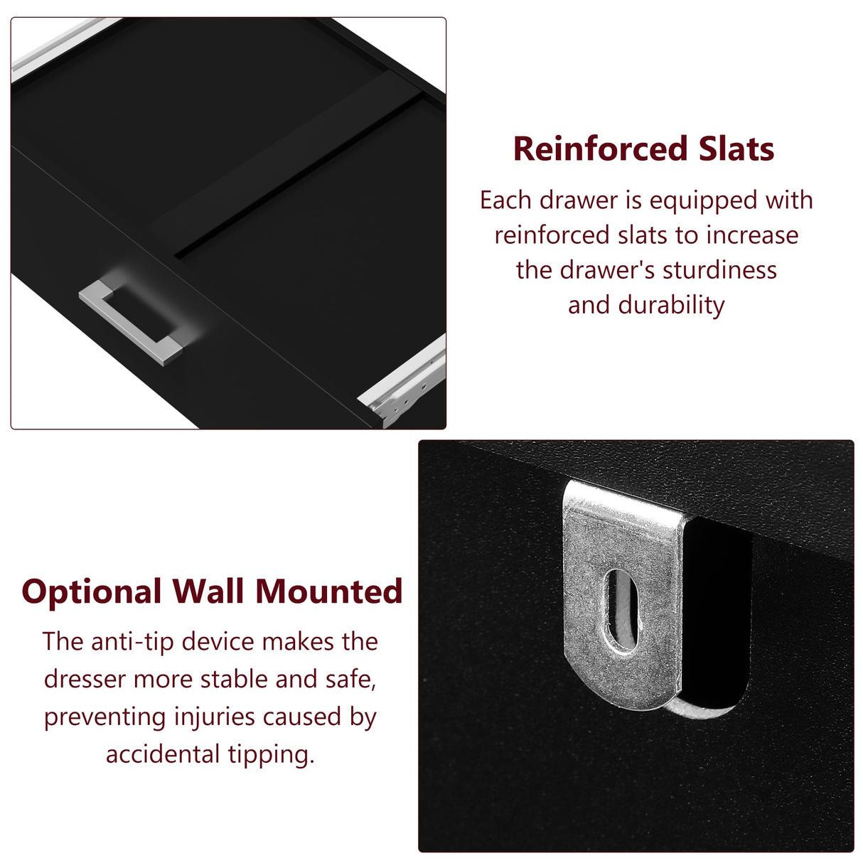 TTVIEW Tall Black Dresser, 5 Drawer Dressers with Large Capacity, Tall Dresser with Metal Handles, Chest of Drawers Cabinet Wood Dressers for Hallway Living Room TTVIEW