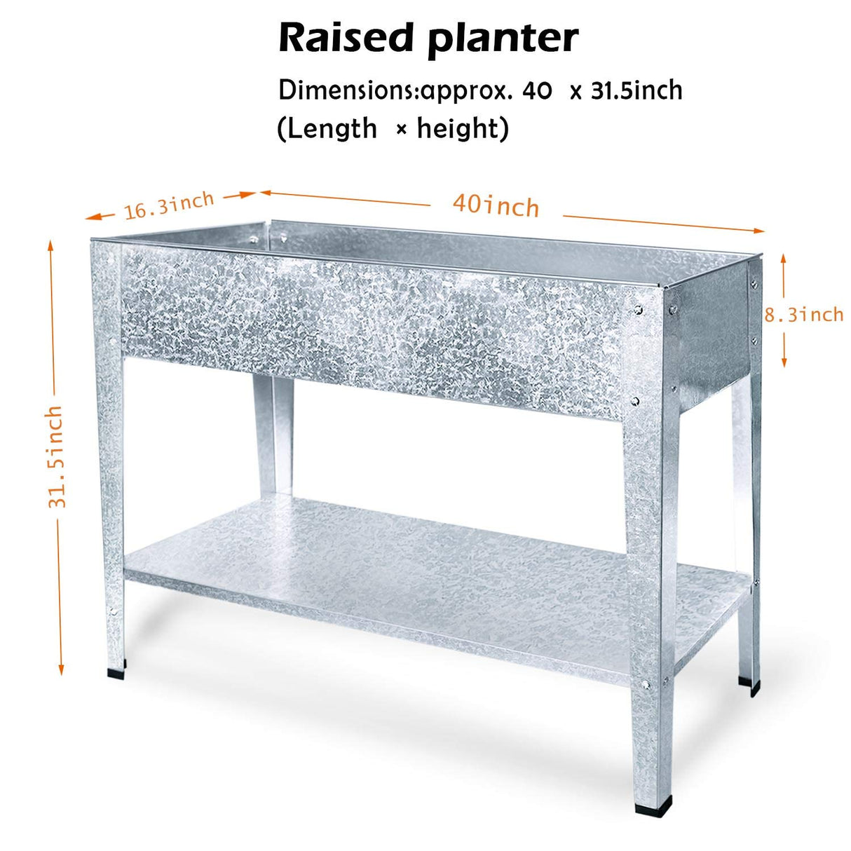 FOYUEE Galvanized Raised Garden Bed for Vegetables Elevated Planter Box with Legs Outdoor Patio Apartment Herb Container Metal FOYUEE