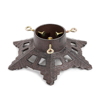 Sungmor Cast Iron Christmas Tree Stand, Heavy Duty Tree Stand for Artificial Tree and Real Tree, Vintage Snowflake Pattern Metal Xmas Tree Base, Hold Up to 8ft, 4" Diameter Trees, Rustic Decor