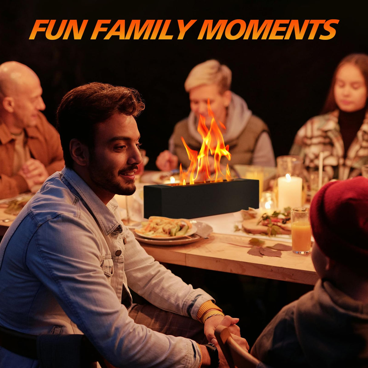 KORNIFUL Tabletop Fire Pit with S’Mores Maker Kit – Large Indoor & Outdoor Portable Fireplace for Patio, Balcony, Holiday Parties, Family Gatherings & Friday Nights – Premium Table Top Firepit KORNIFUL