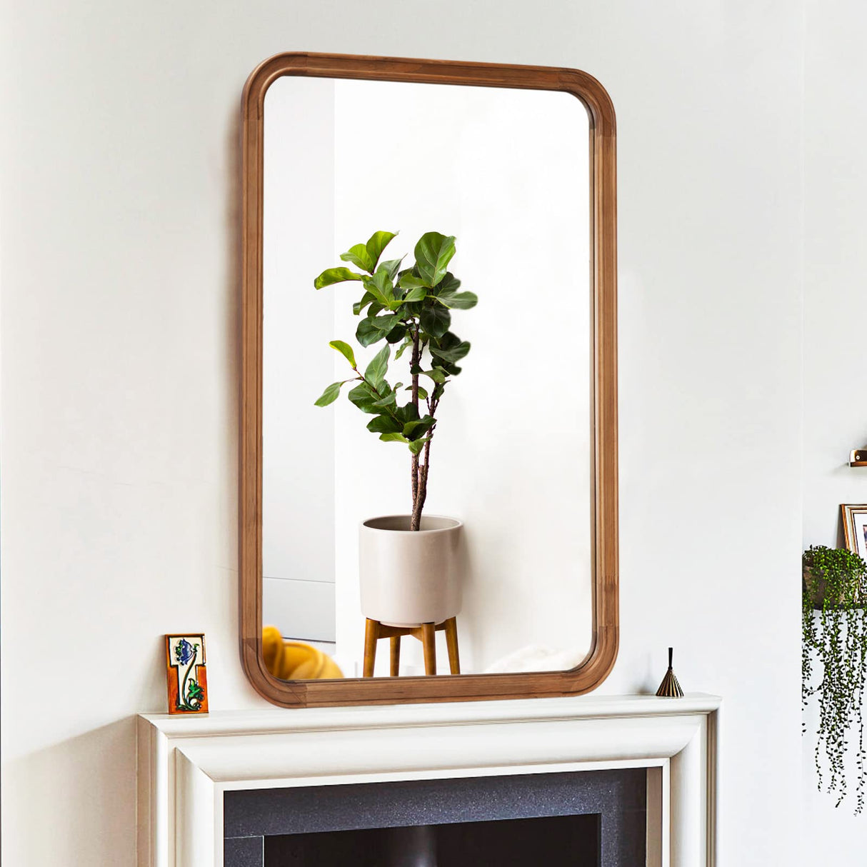 WallBeyond Wood Framed Mirrors for Bathroom, 24x36 Inch Wooden Frame Wall Mirror Farmhouse Wall Mounted Rectangle Mirror for Vanity (Horizontal/Vertical) WallBeyond