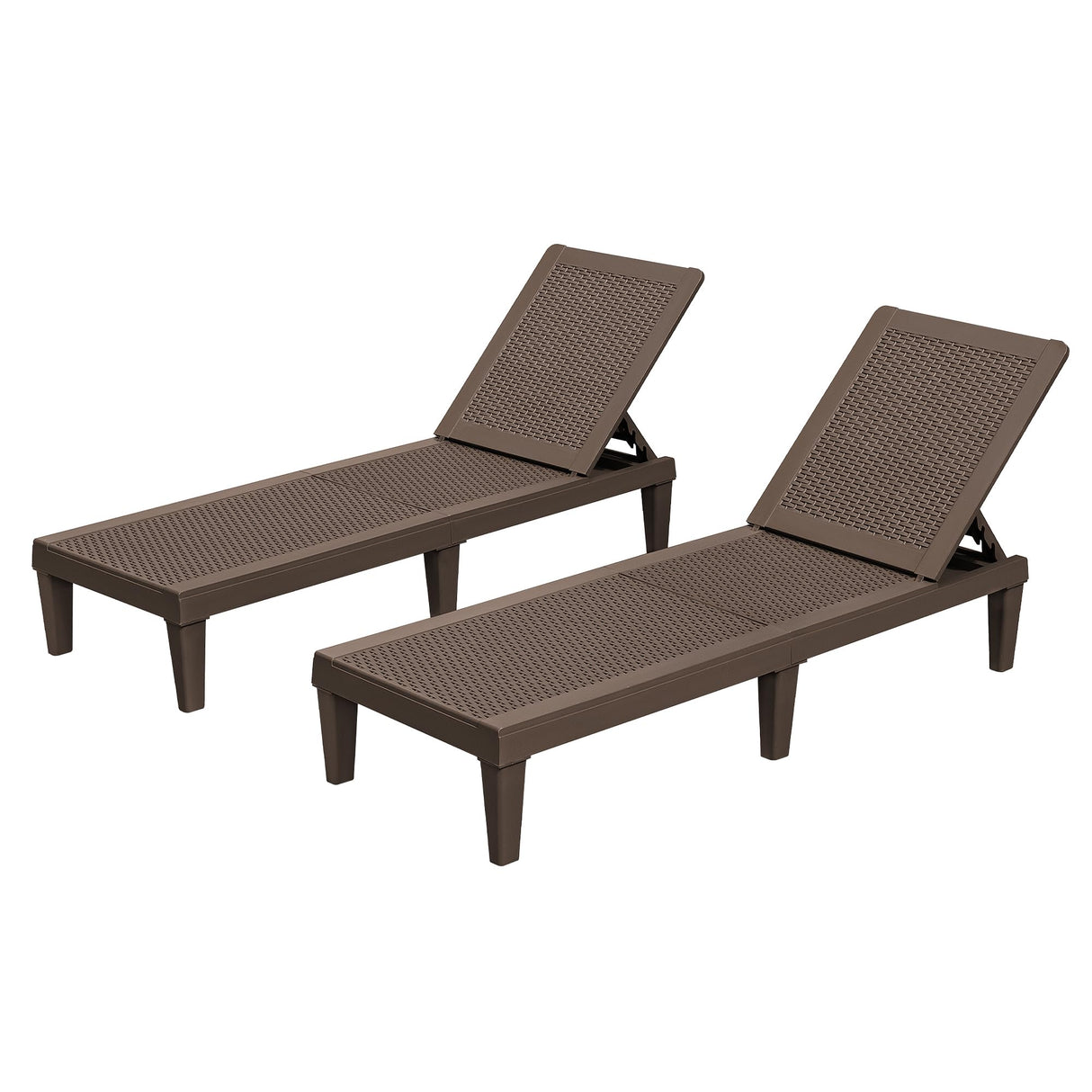 Homall Outdoor Lounge Chairs Set of 2, Quick Assembly & Waterproof Patio Chaise Lounge with Adjustable Backrest for Poolside, Beach, Garden (Deep Brown) Homall