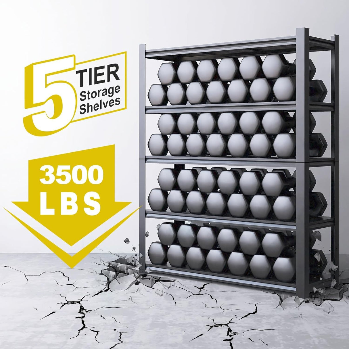 FATIGOS Heavy Duty Garage Shelving, 84'' H Metal Shelving, 3500LBS Storage Shelves 5 Tier Adjustable Heavy Duty Shelving Unit for Warehouse, Garage, Basement, 24" D x 47" W x 84" H FATIGOS