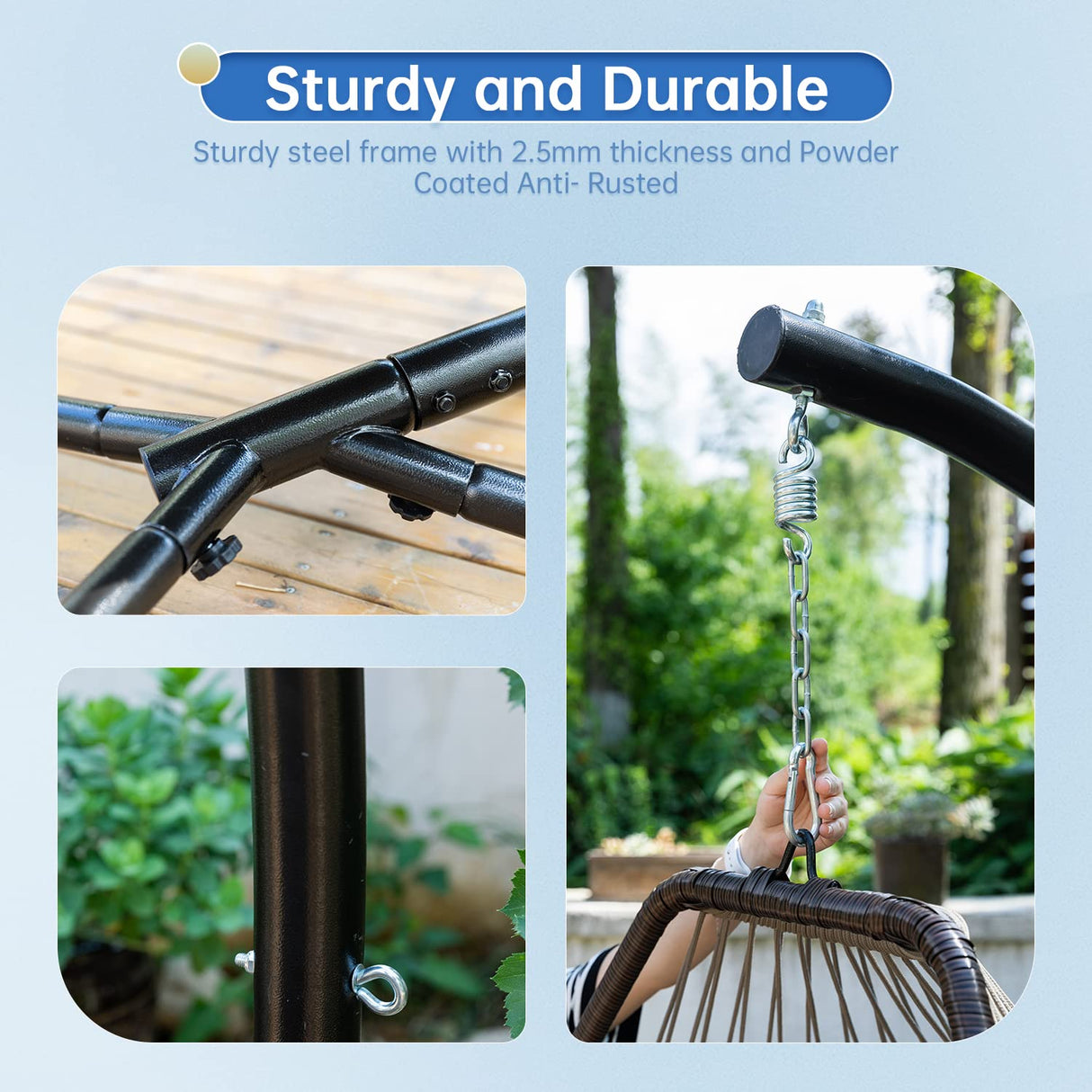 Egg Chair Hammock Chair Basket Chair Hanging Swing Chair UV Resistant Cushion with Stand for Indoor Bedroom Outdoor Garden Backyard FDW