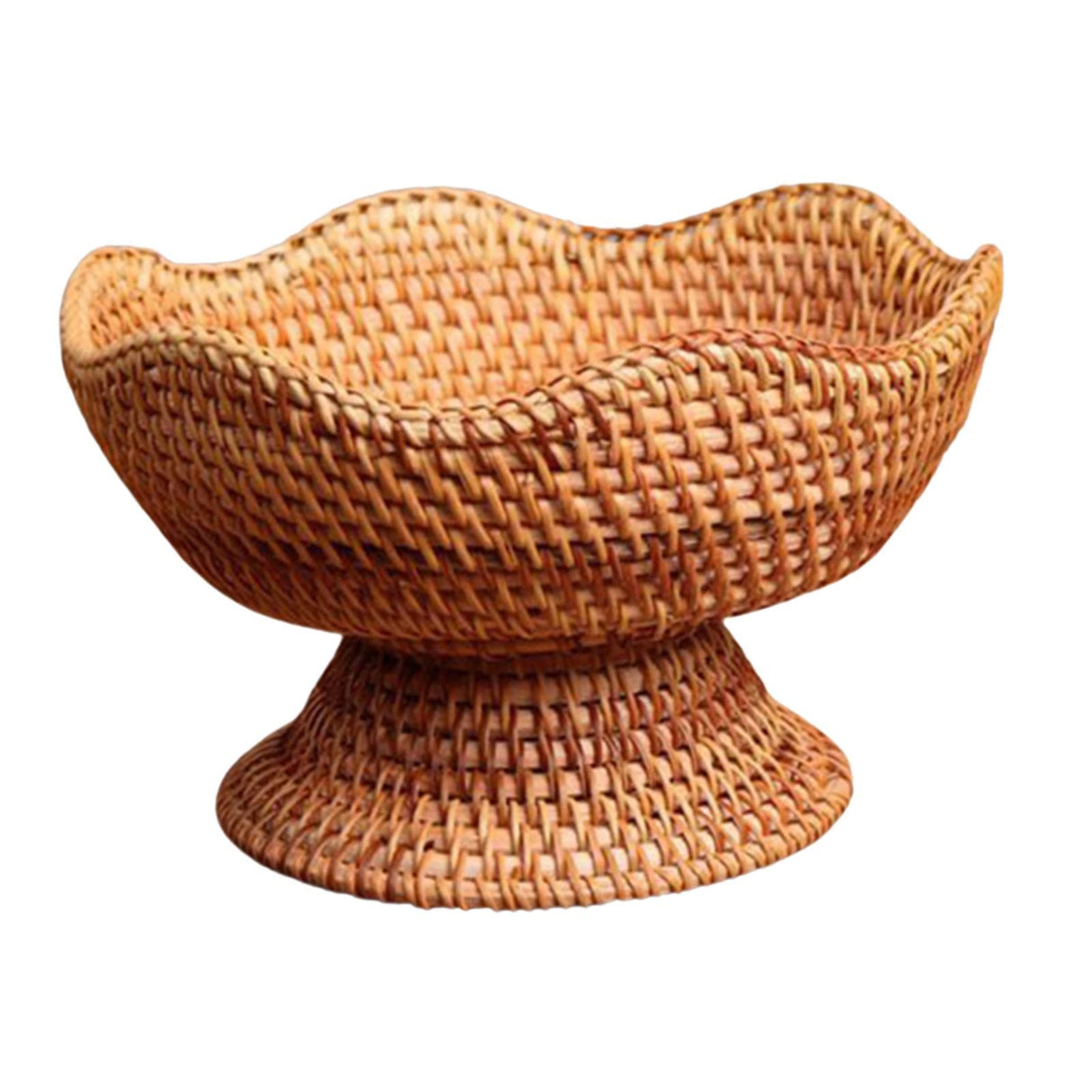 Rattan Fruit Bowl, Food Snack Serving Basket, Basket Display,Footed Fruit Basket, Woven Fruit Basket for Picnic, Countertop Makeup, Photo Props, small Bothyi