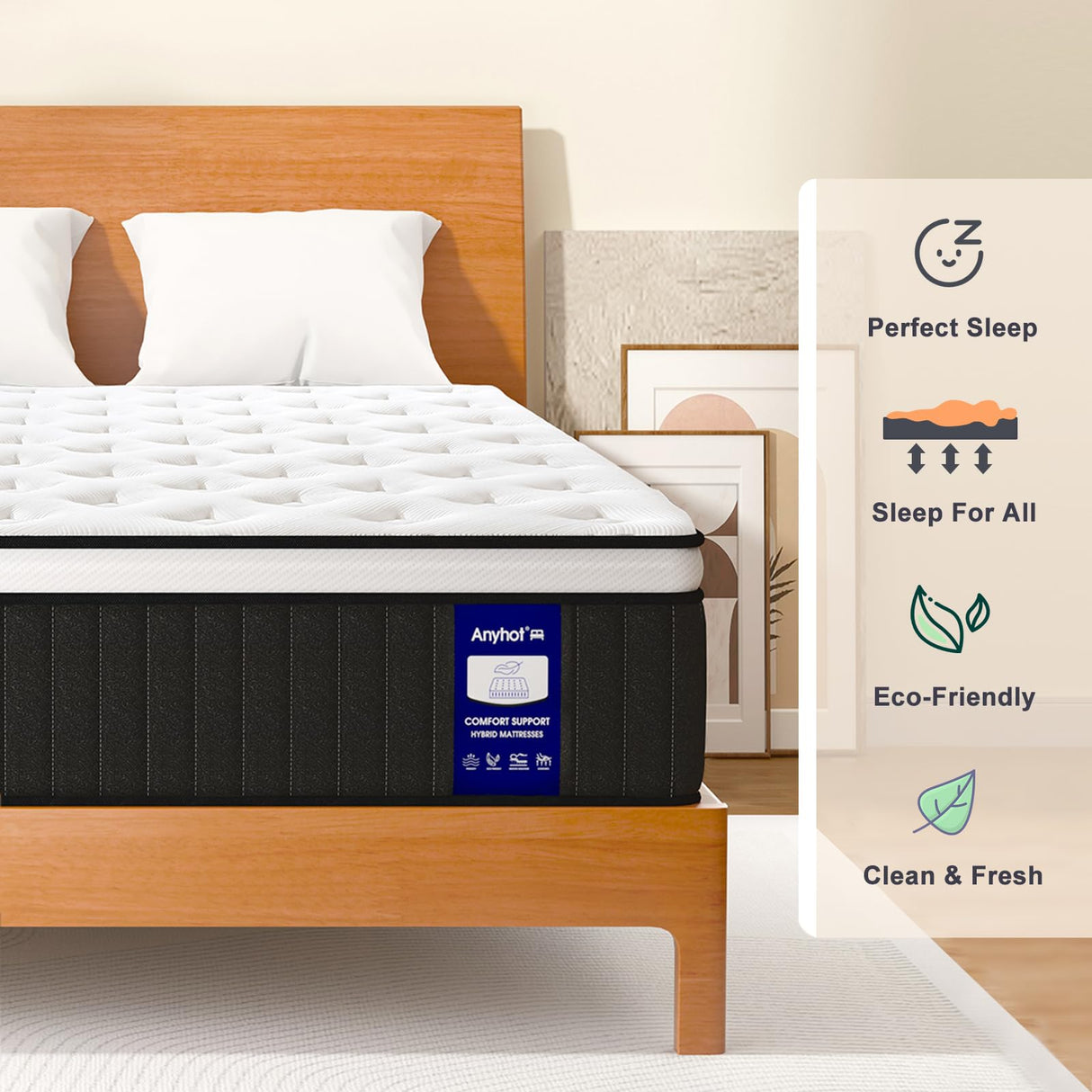 Anyhot,Twin Mattress,10 Inch Medium Firm Hybrid Bed Mattresses,Twin Mattress Size with High Density Foam and Independent Pocket Springs,Release Pressure,Cool and Breathable Anyhot