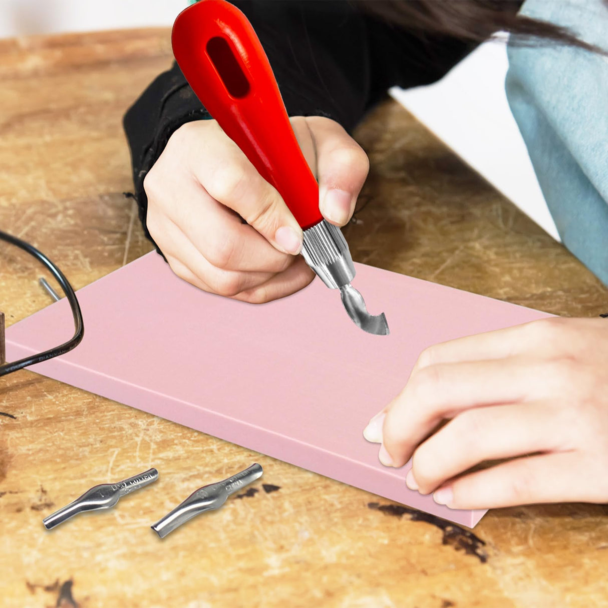 4 Pack Rubber Block Stamp Carving Blocks,Rubber Carving Linoleum Blocks with Cutter Tools,Rubber Brayer Roller for Stamp Maker,Printmaking and More Crafts Xeehwb