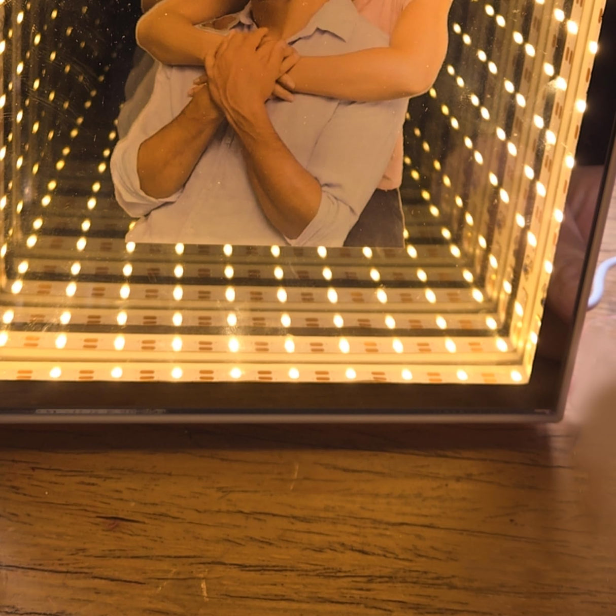 Neonip Personalized Infinity Mirror Light Box - Custom Photo Infinite Tunnel LED Night Lights Plaque - 3D Modern Family Home Decor Makeup Mirrors Gifts for Wedding Birthday Anniversary Neonip