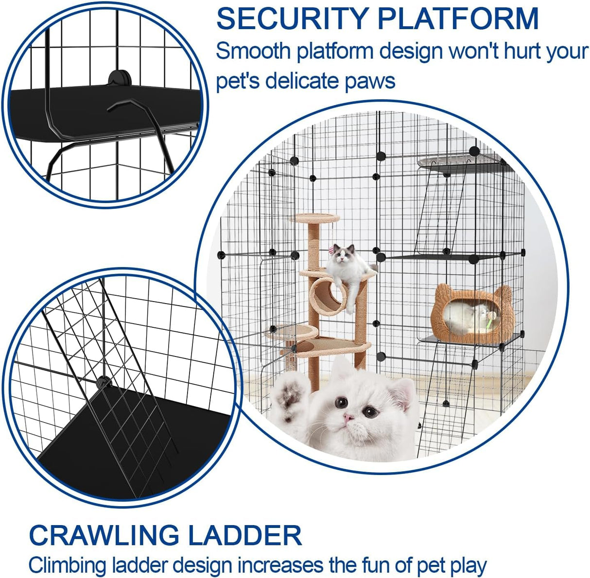 Large Cat Cage,4-Tier Catio Outdoor Cat Enclosure,DIY Cat Kennel,Cat Cages Indoor and Outdoor for 1-3 Cats MEXMIODY