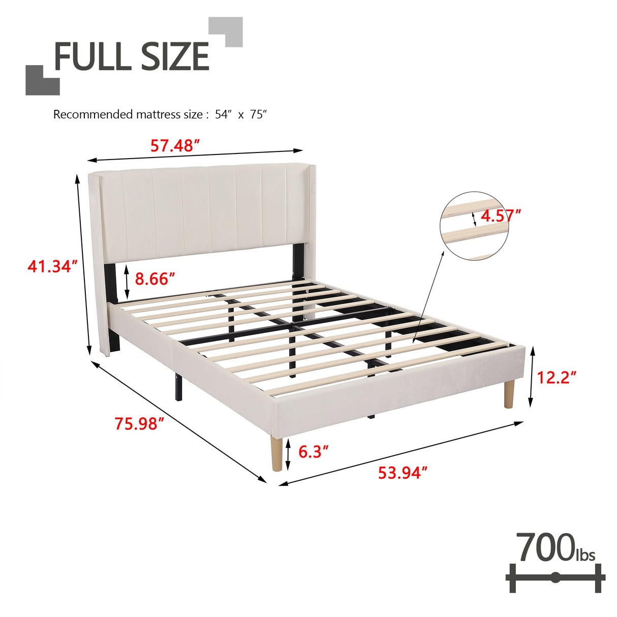 Zoophyter Upholstered Platform Bed Frame Full Size with Headboard,Strong Wooden Slats Support No Box Spring Needed Easy Assembly Beige Velvet Zoophyter